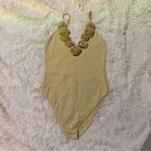 ZARA yellow flower bodysuit